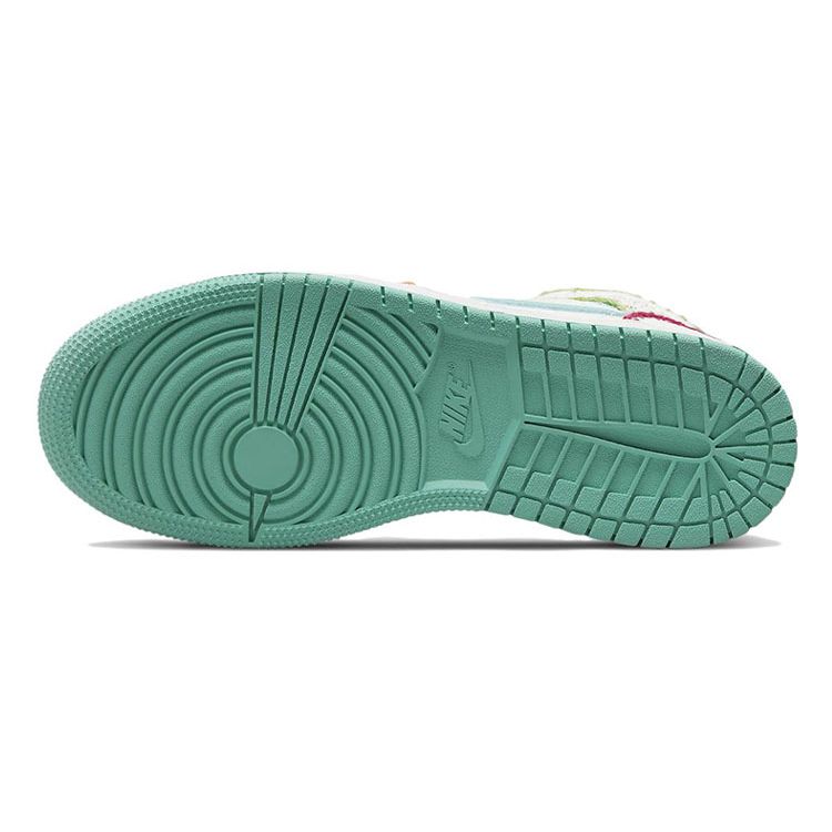 Detské tenisky Air Jordan 1 Mid SE GS Multi Knit Biela Washed-Teal Rush-Ružová DM6218-100