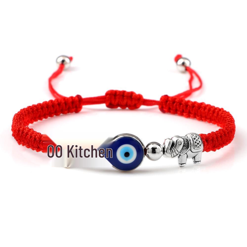 Devil s Eye Elephant Bracelet Set: Adjustable Handmade Red String Jewelry for Women красный
