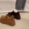 Height increasing thick soled Boken shoes for women 2026 new style big head versatile loafers with plush single shoes