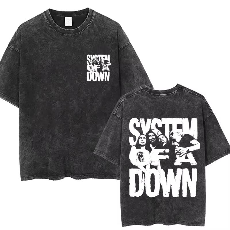 System of A Down Toxicity Album Graphic Washed Tshirt Unisex Women Rock Oversized T Shirts Unisex Vintage Alternative Metal Tshirts