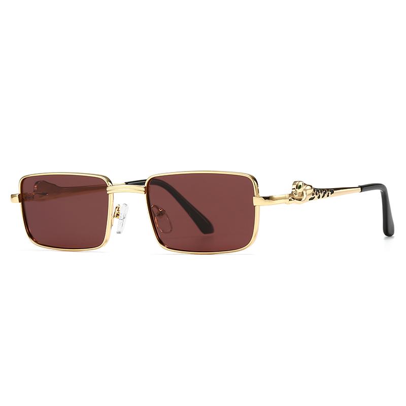 Popular Cross-Border Sunglasses for Men European and American Street Style Instagram Influencer Model Rectangular Metal Sunglasses for Women 1421