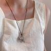 Elegant Horse And Floral Pendant Necklace Polished Metal Long Layering Chain Jewelry For Women Gift