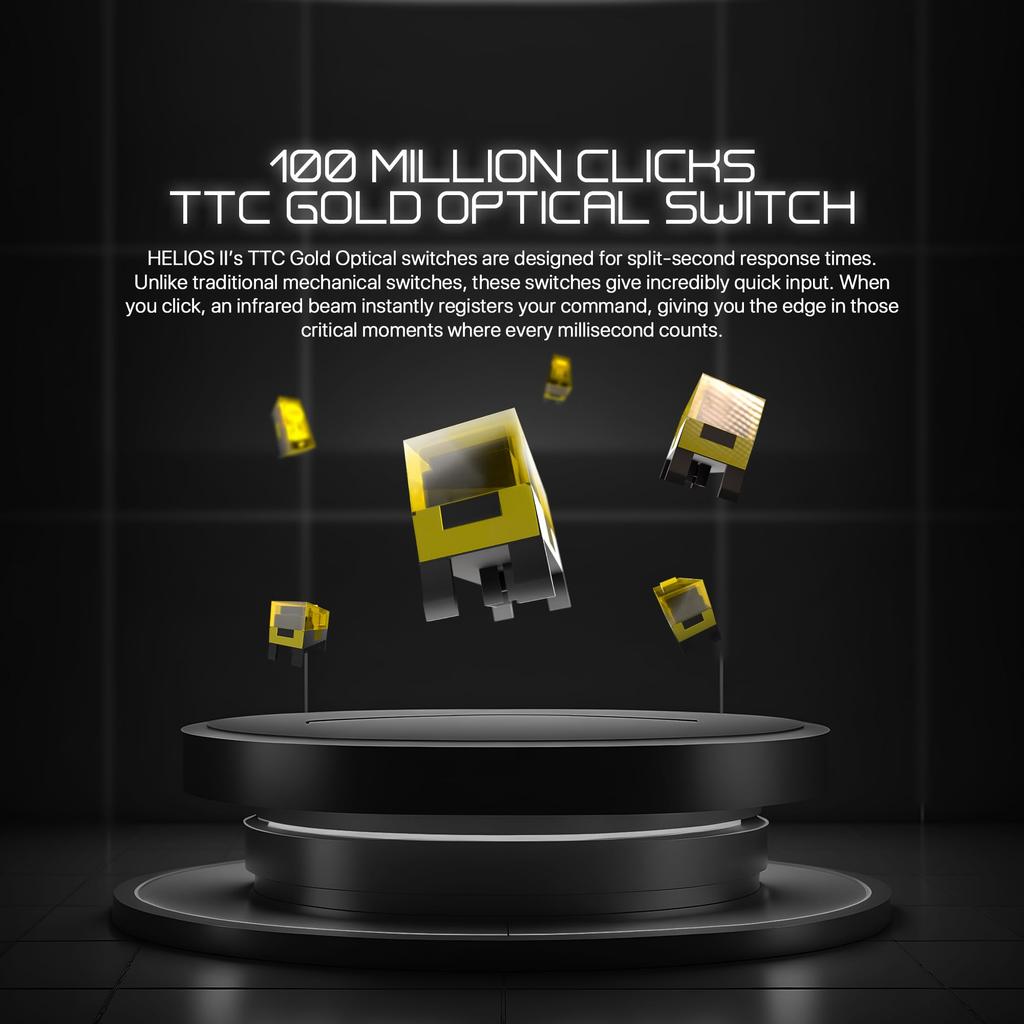 Fantech HELIOS II PRO 1K Wireless Gaming Lightweight PixArt 3395 6 TTC Gold Optical Included Soles and Grip White Wired/2.4GHz Mouse, (55g), Sensor,