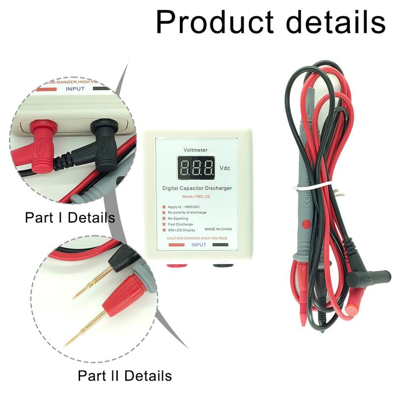 1set Condenser Arrester Body With Antifreeze PVC Probe 800V Digital Capacitor Fast Discharger High Voltage Discharge Tools