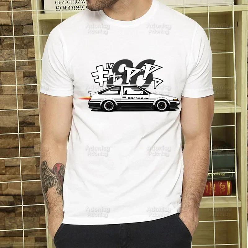 Initial D T Shirt Men Retro Washed Tops Tees Harajuku AE86 Drift Tshirt Hip Hop Male Fujiwara Tofu JDM Japanese T-shirts