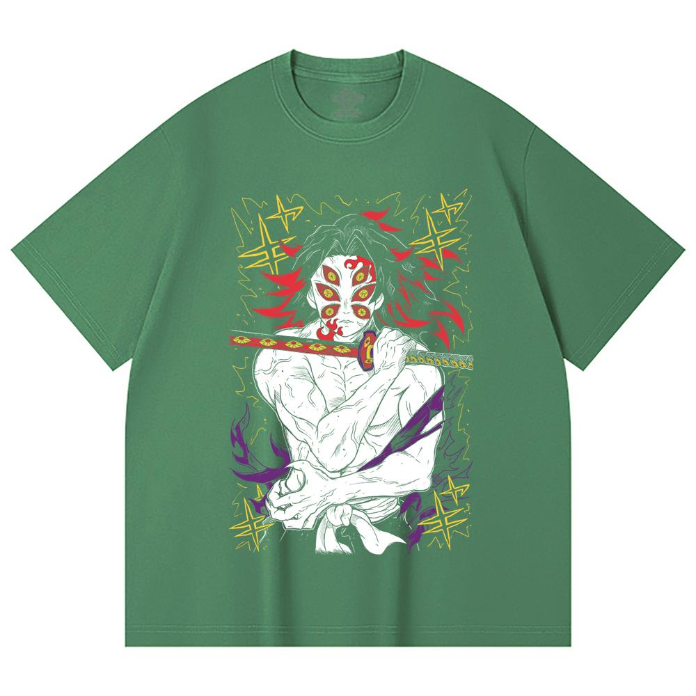 230 g/m² 100% Baumwolle Demon Slayer V36 Kokushibo Aufdruck Unisex Schweres Baumwoll-T-Shirt