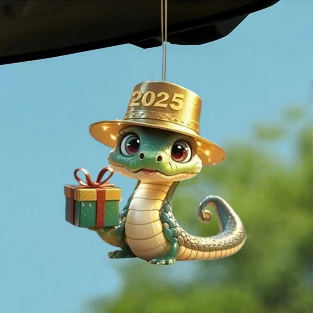 3pcs Santa Hat Serpentine Acrylic 2D Flat Car Decoration Holiday Party Pendant Car Aromatherapy Pendant Car Interior