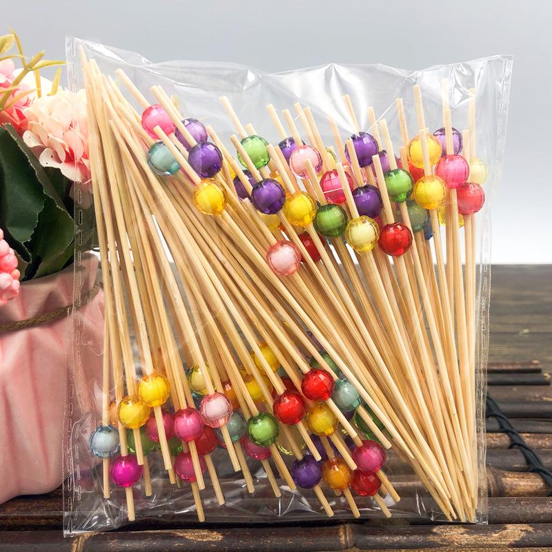 1 Bag Disposable Bamboo Food Sticks Buffet Cupcake Fruit Fork Party Cake Dessert Salad Vegetable Sticks Toothpick Skewers