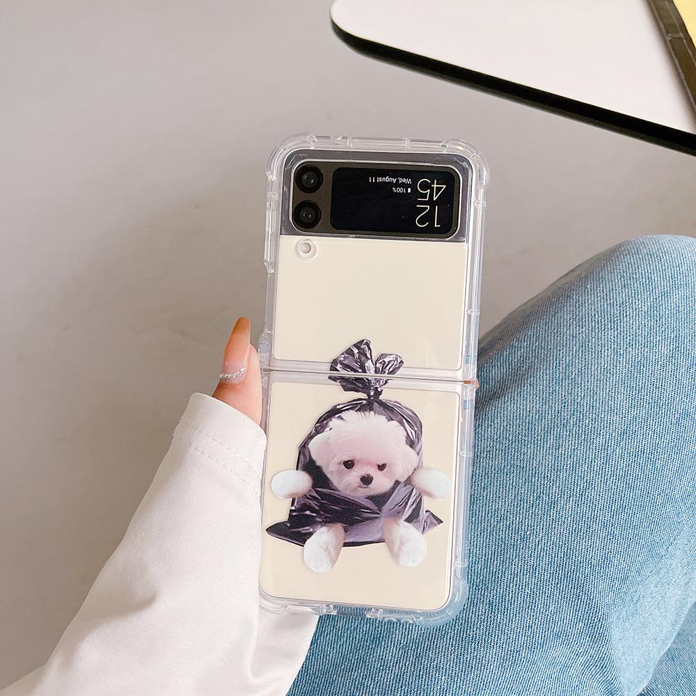 Do Samsung Galaxy Z Flip 4 Zflip 3 etui śliczne psy koty bransoletka przezroczysty miękki silikonowy składany odporny na wstrząsy pokrowiec ochronny