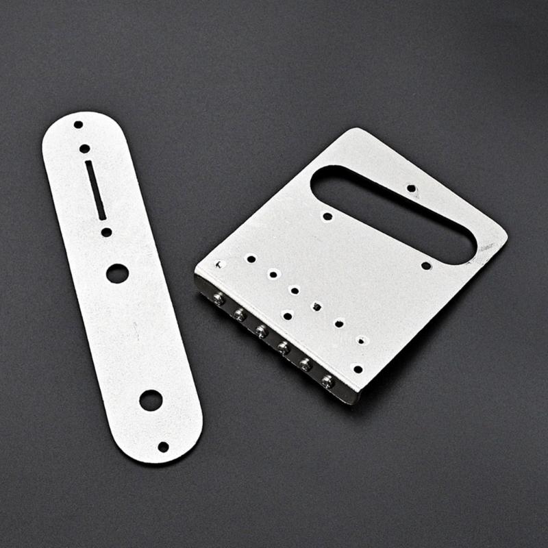 Vintage Carved Pattern Guitar Roller 6-Saddle Bridge and 3-Way Switch Control Plate Set for 6 String Electric Guitars