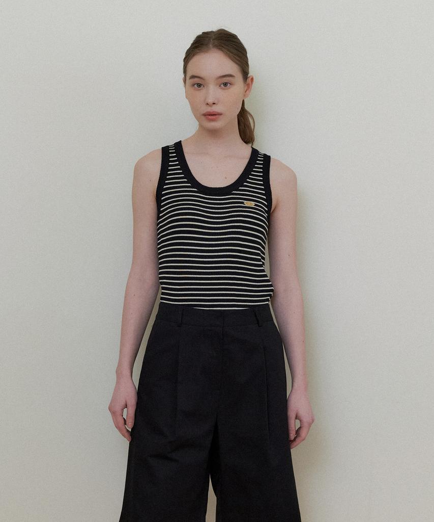THE PENNY Stripe Sleeveless Knit - Black