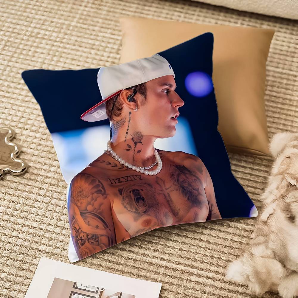 

Singer JJustin BBieber Pillow Case Antidustmite Pillowcase Invisible zipper silky plush Sofa 30X30cm