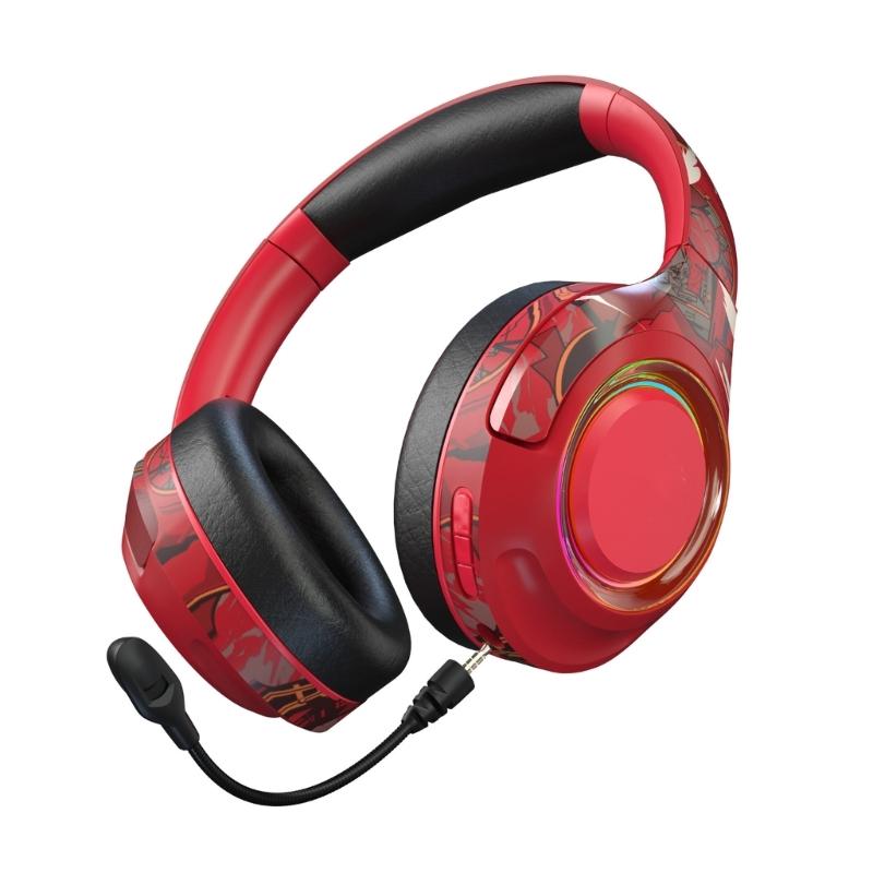 Wireless Gaming Headsets with Noise Cancelling Bluetooth-compatible Over Ear Headphones with Detachable Boom Microphone