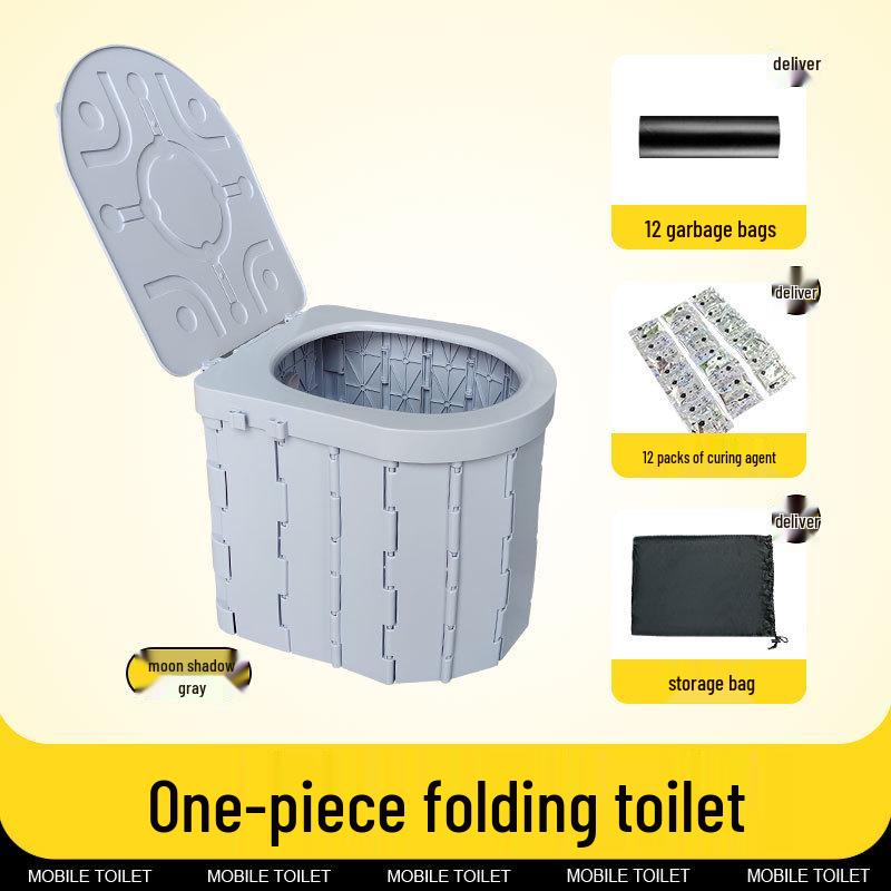 Portable Folding Toilet with Lid for Travel and Outdoor Use