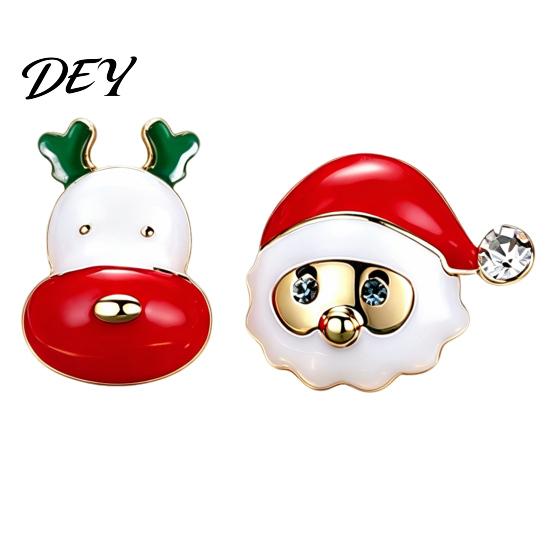 Santa Reindeer Jewelry 1 Pair Christmas Stud Earrings for Women, Cute Enamel Fashionable Seasonal Ear Claus And Earrings, Holiday Gifts Xmas