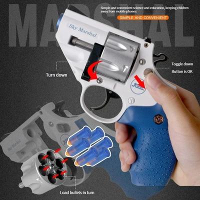 9Mm Black Revolver Toy Pistol Handgun Blaster Soft Bullet Toy Gun Airsoft Shooting Weapons Boys Birthday Gifts Cs Fake Gun