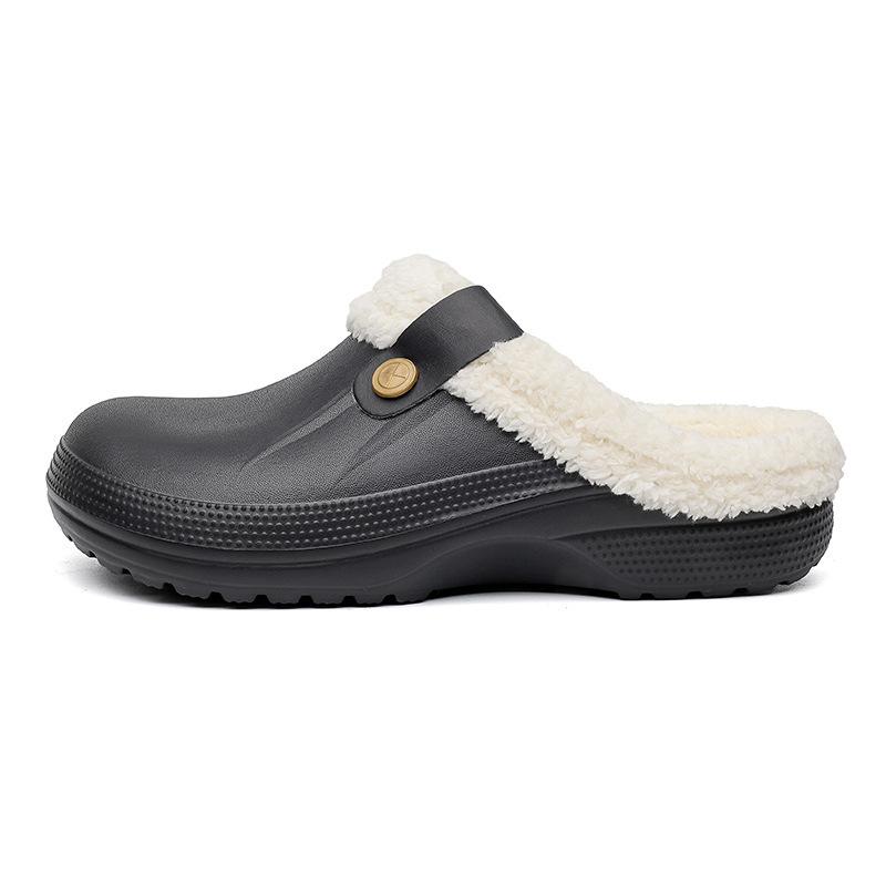 Warme Hausschuhe für Damen und Herren, weiche Plüsch-Hausschuhe, Damen-Clogs, wasserdicht, rutschfeste Baumwoll-Hausschuhe, Größe 46–47