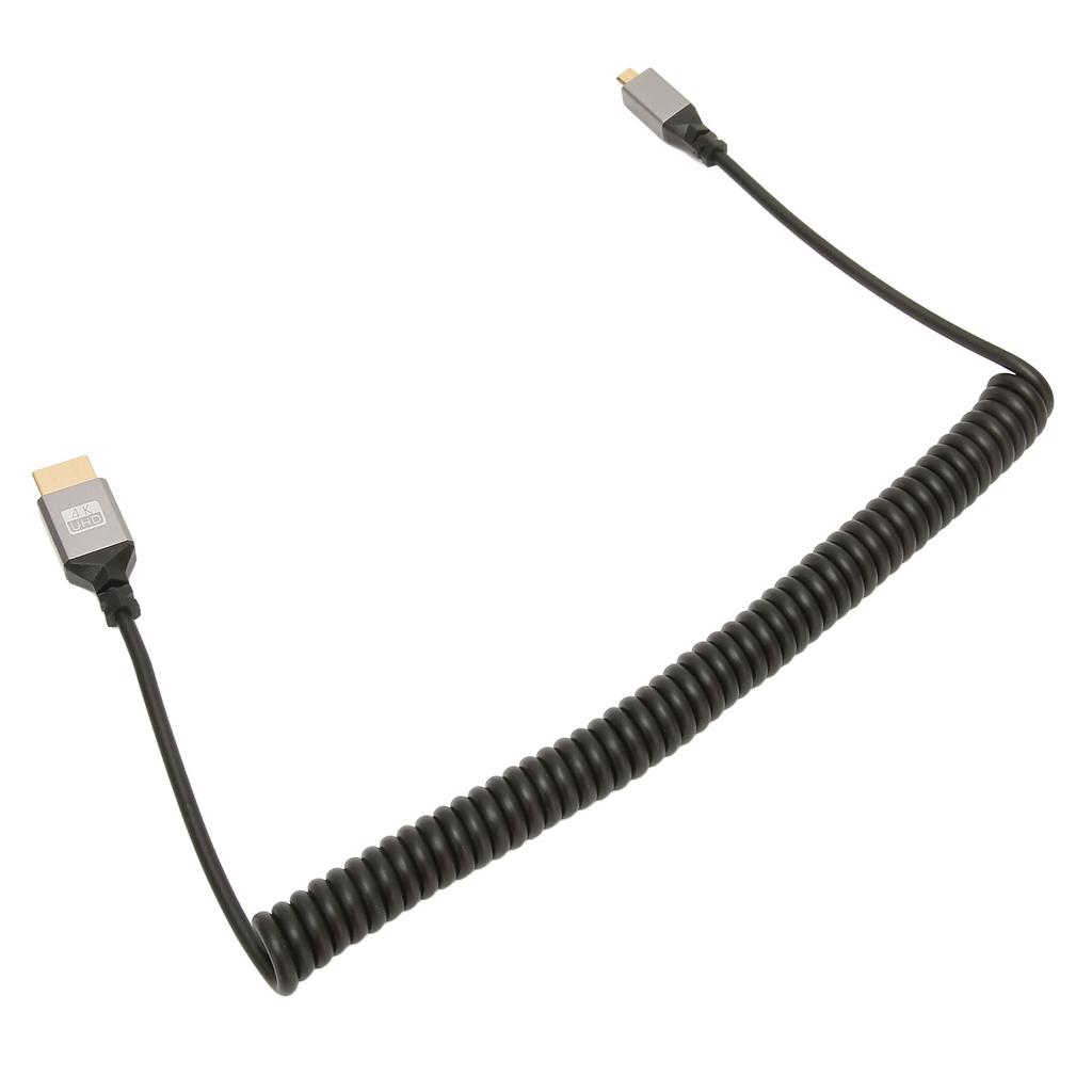Mciro HD Multimedia Interface Spring Adapter Cable 4K 60Hz 18Gbps High Speed Cable for Tablet Camera TV Monitor HD Male