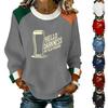 Dames Casual Mode Print Lange Mouw Ronde Hals Pullover Top Blouse