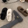 Fashion Autumn Winter Fur Footwear Women's Mary Jane Shoes Concise Warm Outdoor Low Hee Loafers Ladies Comfortable Cotton Flats Shoes