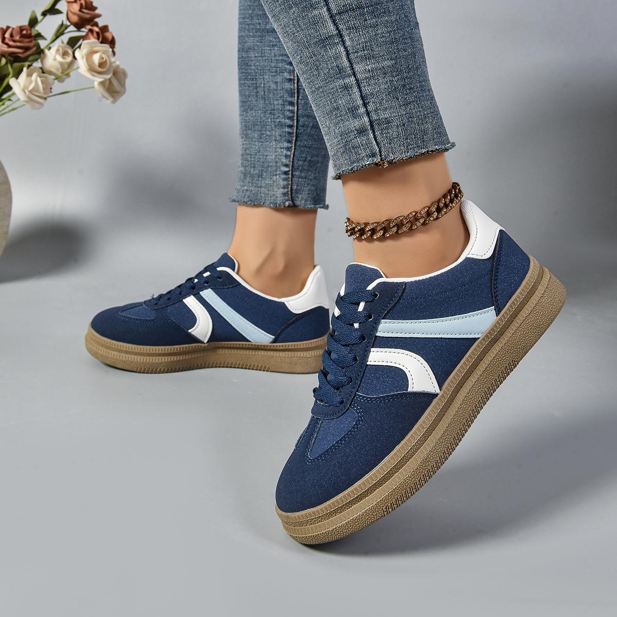 

Woman Sneakers Trend Casual Sneakers Comfortable Lace Up Flats Shoes Woman Breathable Walking Jogging Shoes Zapatillas De Mujer 36 синій
