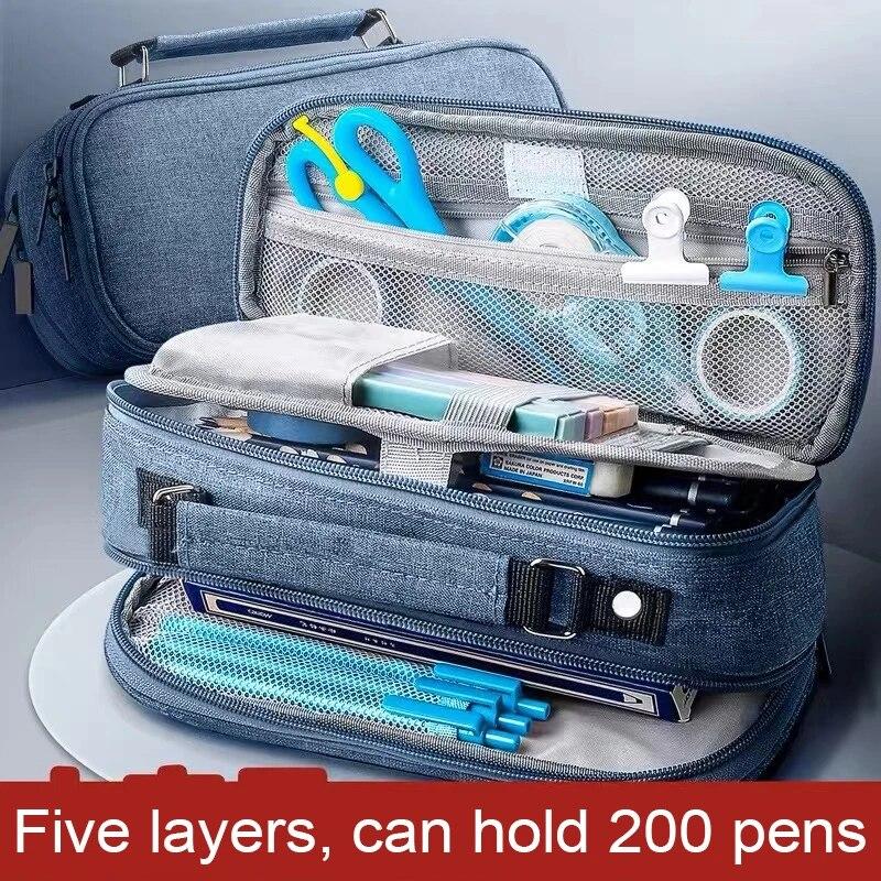 Borsa portapenne Astuccio portapenne 4 strati Grande capacità Cosmetici Alta qualità Forniture per studio Semplici scatole di cancelleria per studenti