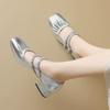Women's Summer Retro Chunky Heel Sandals French Style Mid-heel Mary Jane Shoes