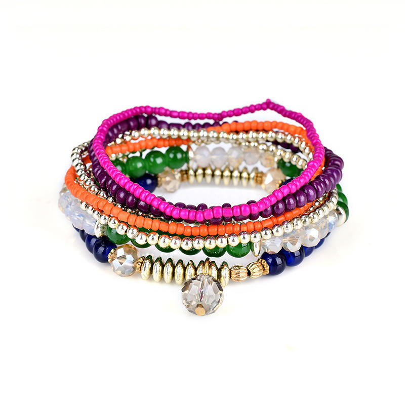 Bohemian Multilayer Beaded Bracelet Rhinestone Wrap Charm Bracelets Fashion Jewelry