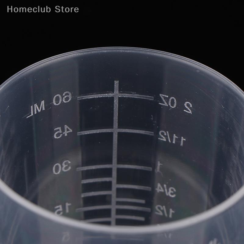 10Pcs 60ML Measuring Cup Transparent Plastic Scale Beaker Cups Lab Graduated Liquid Container Without Handle Kitchen Baking Tool