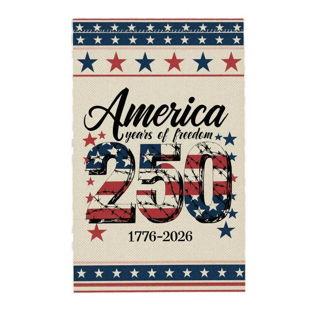 Outdoor Garden Flag 250 Years of Freedom America Patriotic Yard Decoration 1776-2026 Festival Banner Durable Fabric