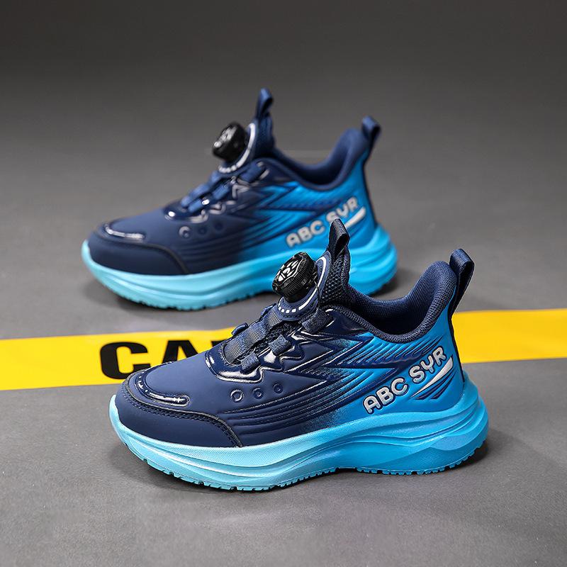2025 autumn new girls  sports shoes leather surface breathable rotating buckle light non-slip primary school running children s sports 29