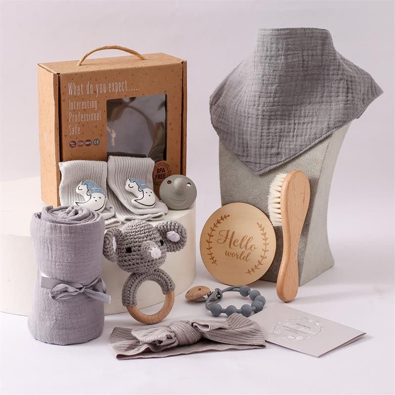 Newborn Gift Set Baby Full Moon Memorial Milestone Photo Props Non-toxic Customized Color Cotton Multifunction Rabbit Rattle Set