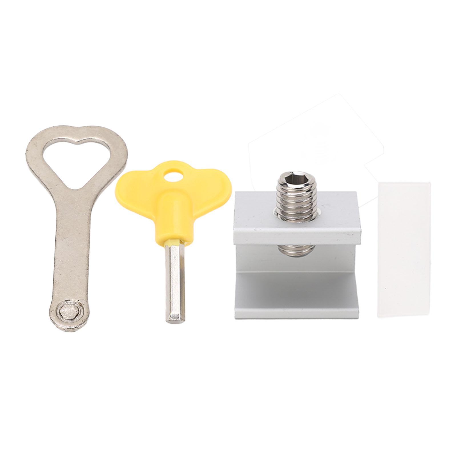 

4 шт. Замок для раздвижного окна, ограничитель двери, алюминиевый сплав с 1 ключом для безопасности