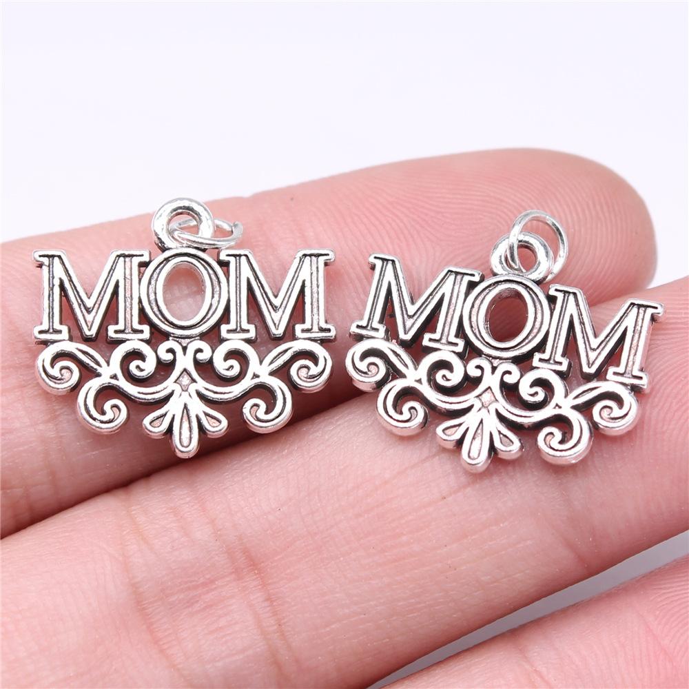 20pcs Mom Series Charms For DIY Jewelry Making Lovely Family Heart Love Mom Charms For Mother's Day Gift