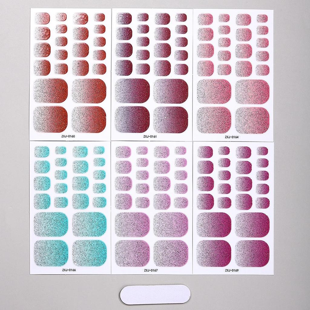 Y2K Glitter Toe Nail Stickers - Waterproof Solid Color for Summer Nail Art