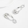 18K Silver Plated Two Tone Crystal Pendant Earrings, Stainless Steel Large Gemstone Declaration Earrings, Women's Modern Jewelry