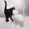 Whimsically Resins Cats Sculpture Modern Abstract Design Animal Figurine Decors for Living Space Office Ornament Gift