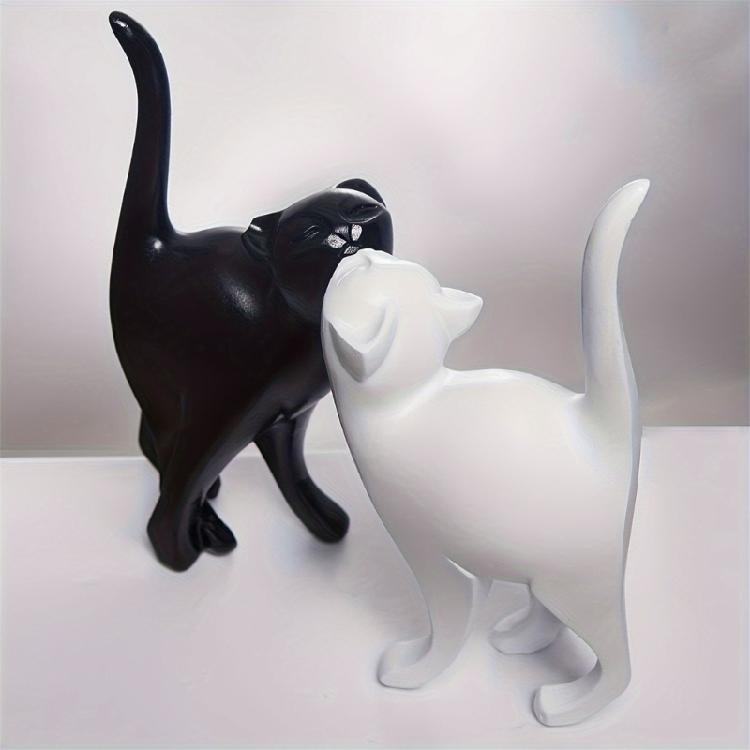 Whimsically Resins Cats Sculpture Modern Abstract Design Animal Figurine Decors for Living Space Office Ornament Gift