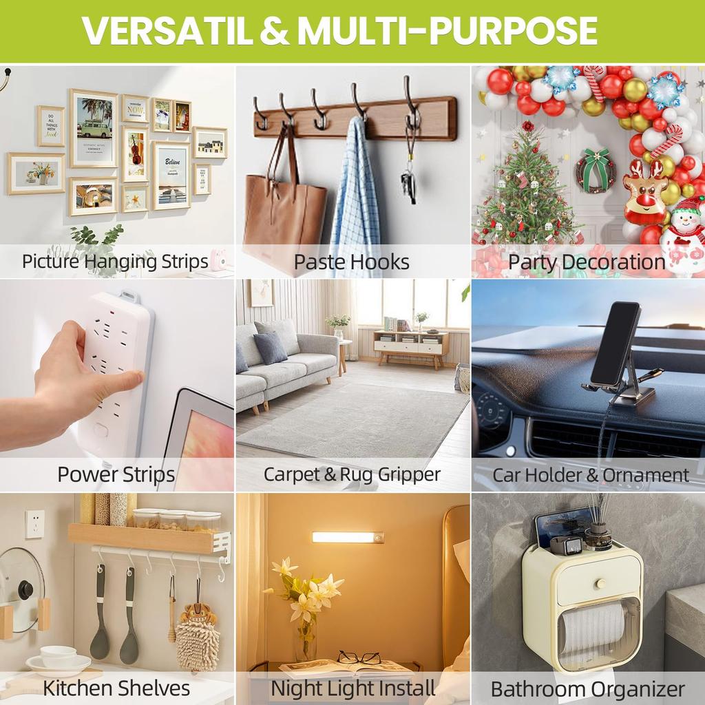 Double Sided Tape Heavy Duty, Removable Nano Double Sided Adhesive Tape, Clear Mounting Tape Picture Hanging Adhesive Strips Waterproof for Walls