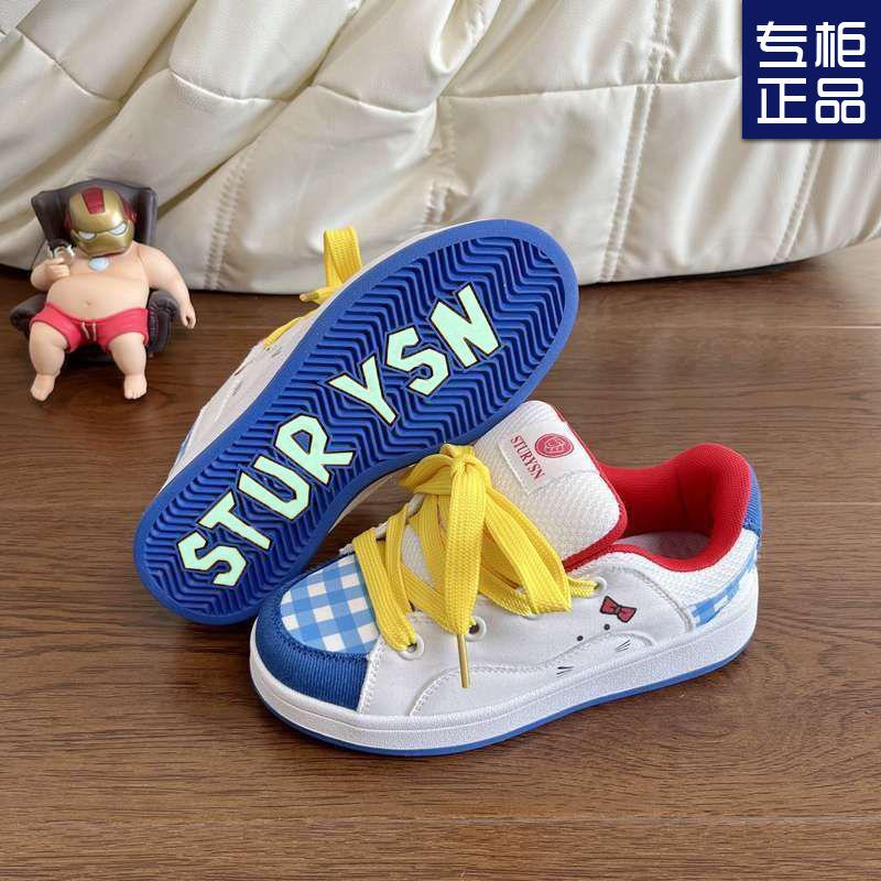 

Нишевые оригинальные туфли-хлебцы в сине-белой цветовой гамме для женщин 2025 весна новая студенческая модная тенденция универсальные повседневные кеды для женщин 40 синий