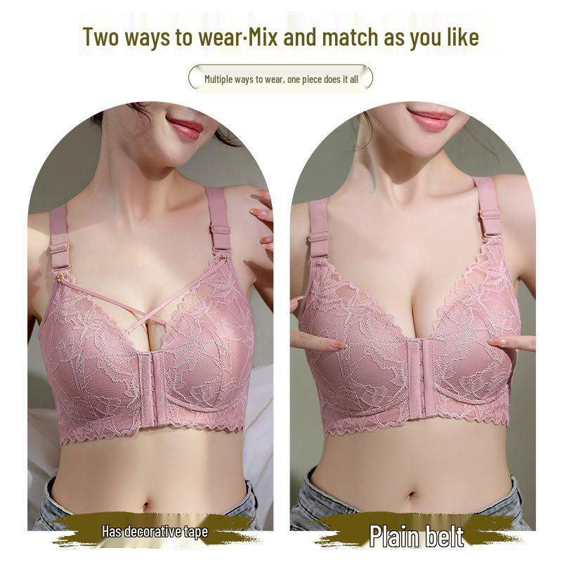 Plus Size Front Closure Wirefree Bra - Adjustable, Anti-Sagging, Side Support, Large Cup, Summer