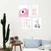Set Of 4 Coquette Bow Print Poster - 8 x 10 Inch Pink Bow Disco 8 Ball Cherry Wall Painting Poster For Teen Girls- Preppy Room Decor Aesthetic Wall