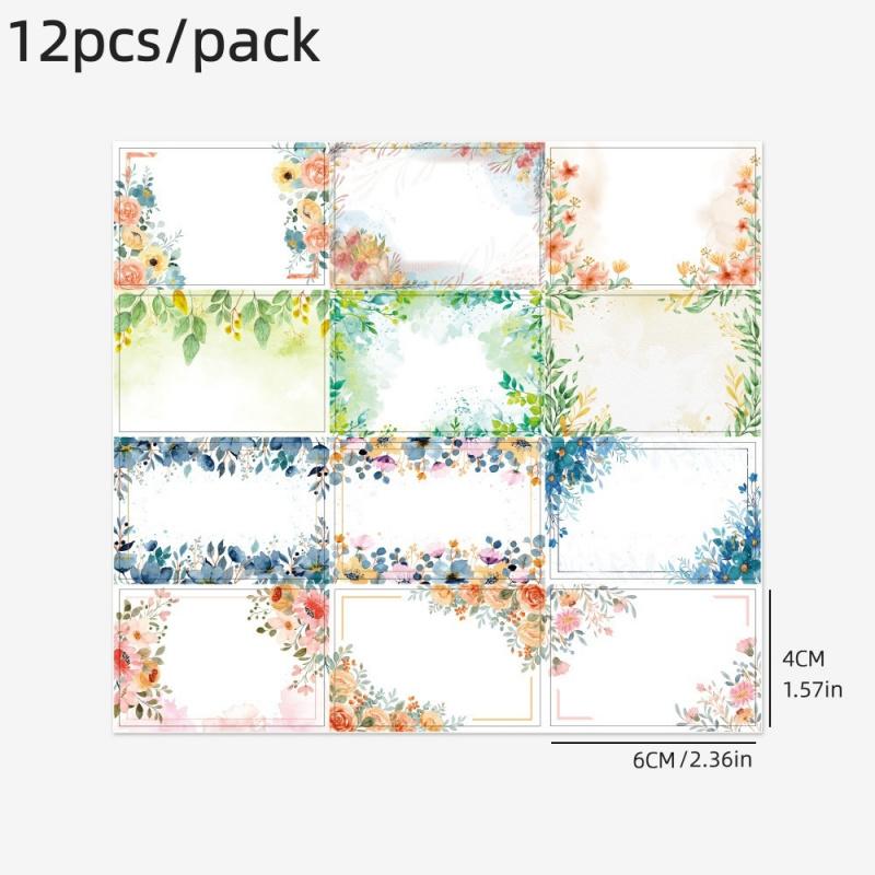 60Pcs Floral Labels Stickers Self-Adhesive Name Note Tags For Envelope Journaling School Office Wedding Party Decoration