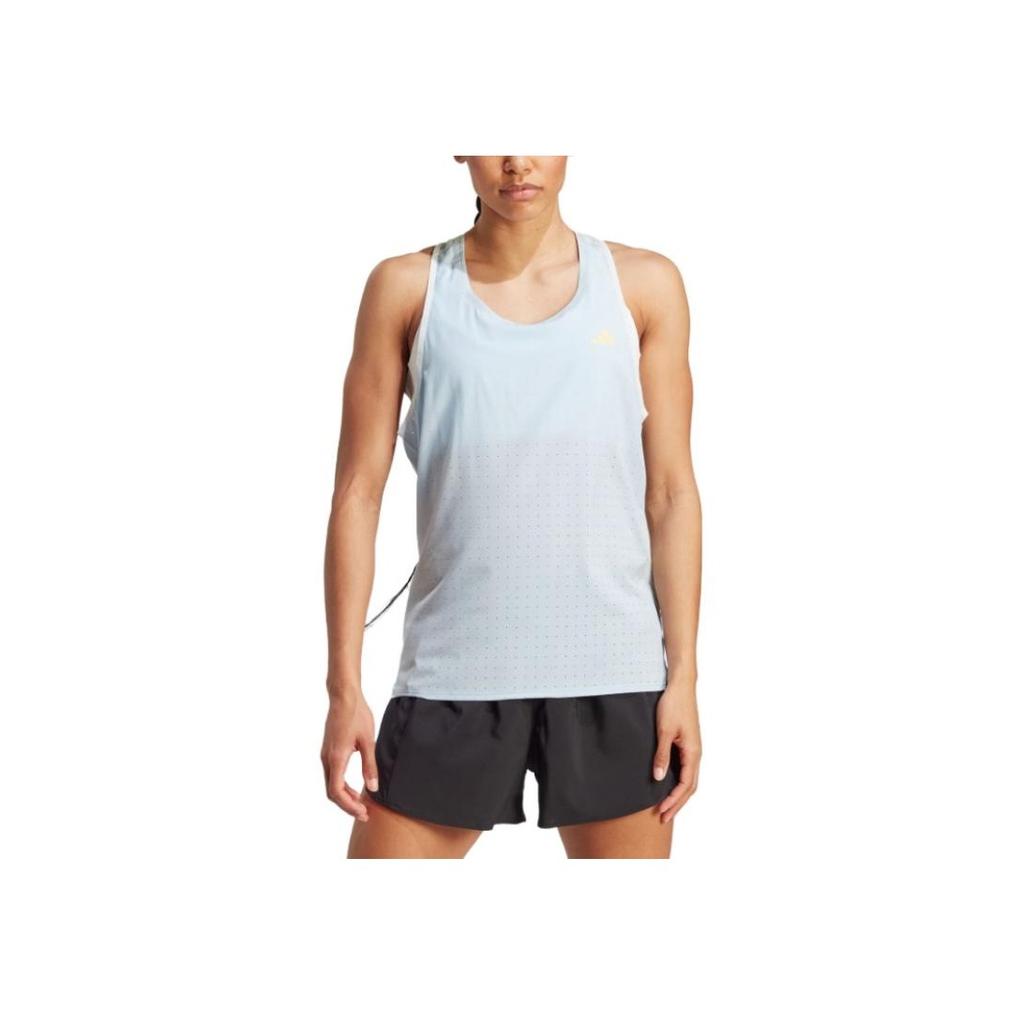 Adidas Letter Print Quick-Dry Running Sports Vest Women Vests Blue Silver-Gray IK3994