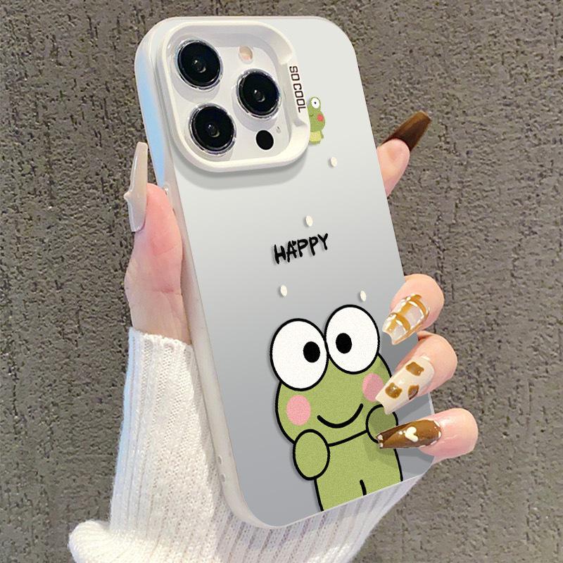 Cartoon Frog iPhone 17 Case, Compatible with 15 Pro Max, 14 Pro, 13, 16 Pro, Silver