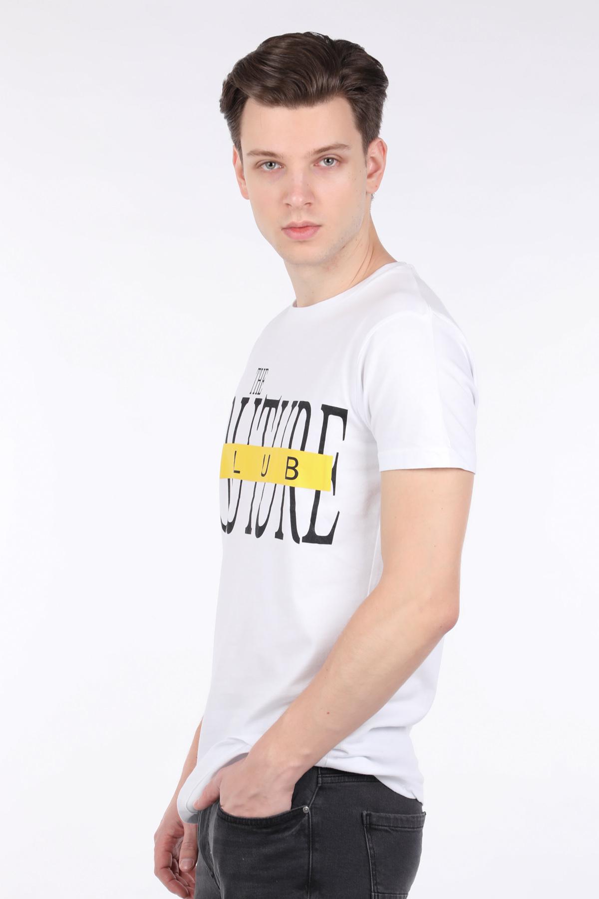 

Мужская белая футболка с круглым вырезом и принтом Couture