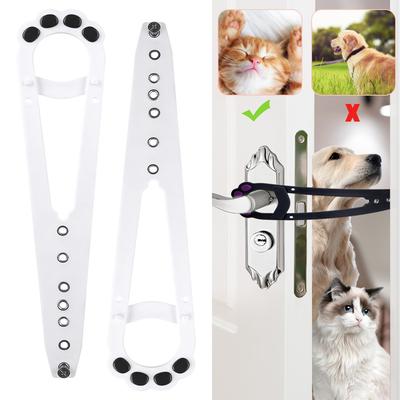 2 Pcs Cute Cat Paw Shaped Cat Door Latch Holder Adjustable Door Strap for Pets