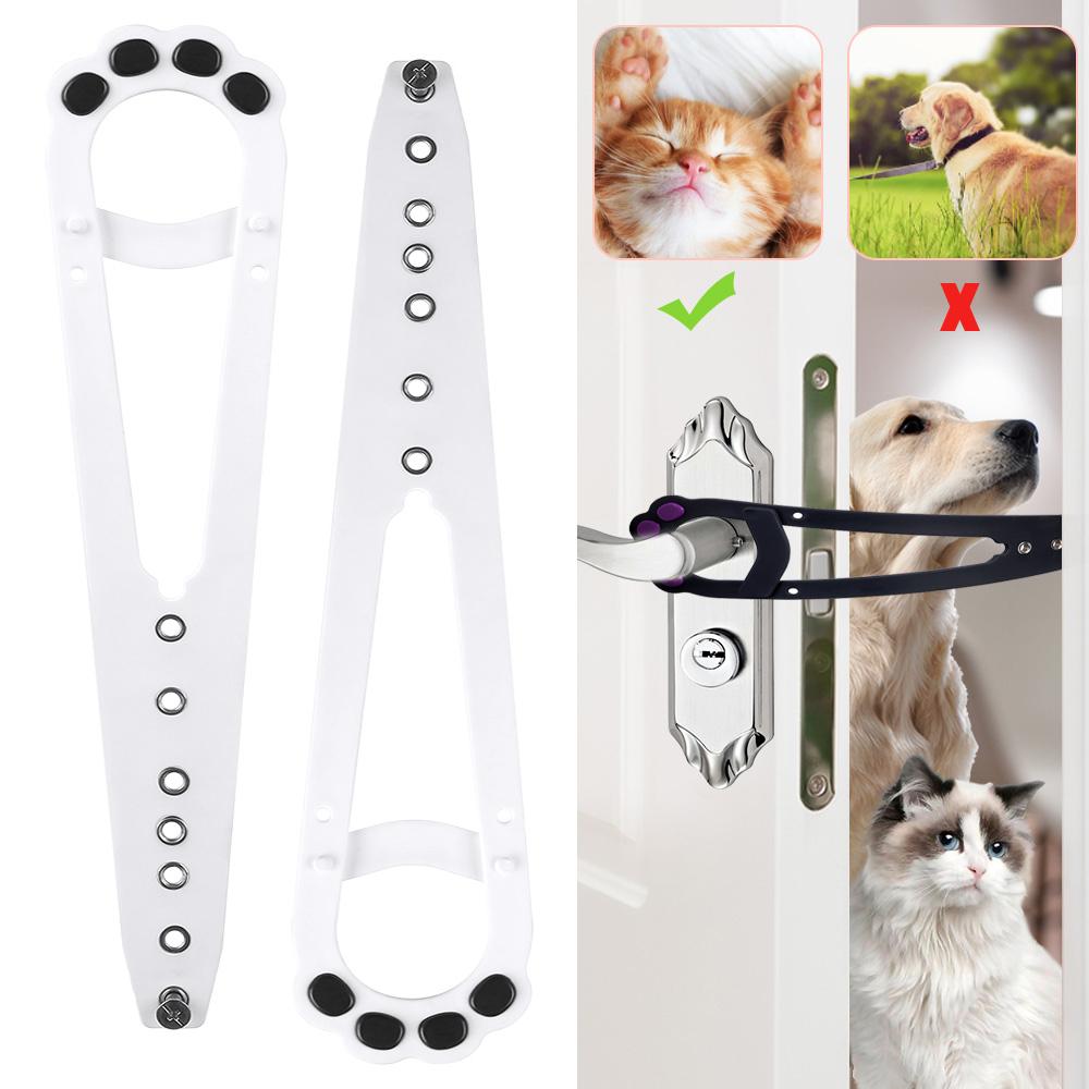

2Pcs Cute Cat Paw Shaped Cat Door Latch Holder Adjustable Door Strap For Pets
