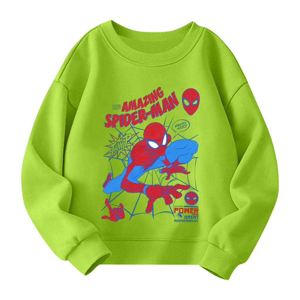 Boys and girls round neck plus velvet pullover printed top sweatshirt