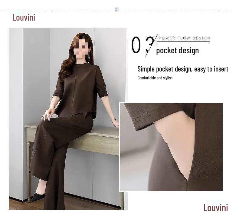 2026 Spring/Autumn Women's Slimming Wide-Leg Pants Skirt Suit - Age-Reducing, Tummy-Concealing, Stylish Two-Piece Set